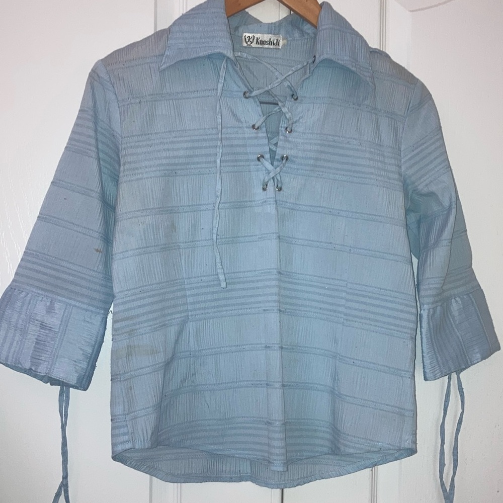 Blue long sleeve top